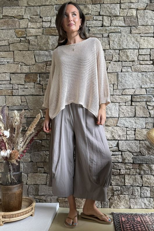 Conrad Grunge Loose Cotton Knit Stone
